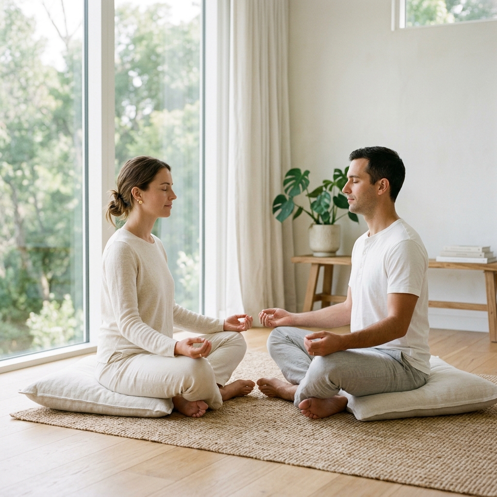 Pareja meditando